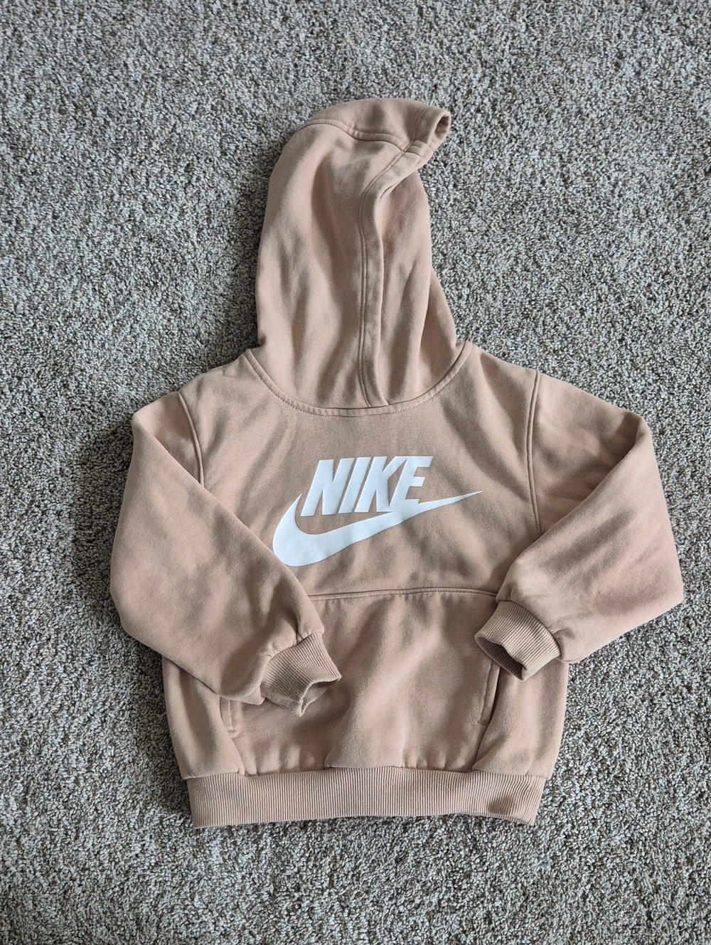 Nike Kids Tan Hoodie with White Logo